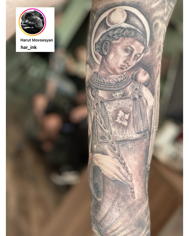 Tattoo uploaded by Brendon Russell • Black and Gray Religious Sleeve of Saint  Anthony • Tattoodo